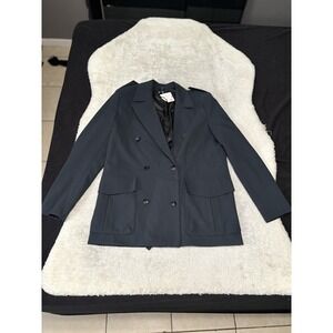 New Zara Double Breast Blazer Jacket Womens Blue Size Small NWT